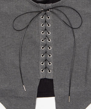 レースアップレイヤードヘムSSトップ