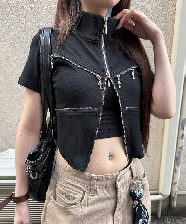 トップス digne hugeT vintage black DIG YOUR OWN GRAVE】LEATHER ZIP HOODY – PRESSING WEB SHOP