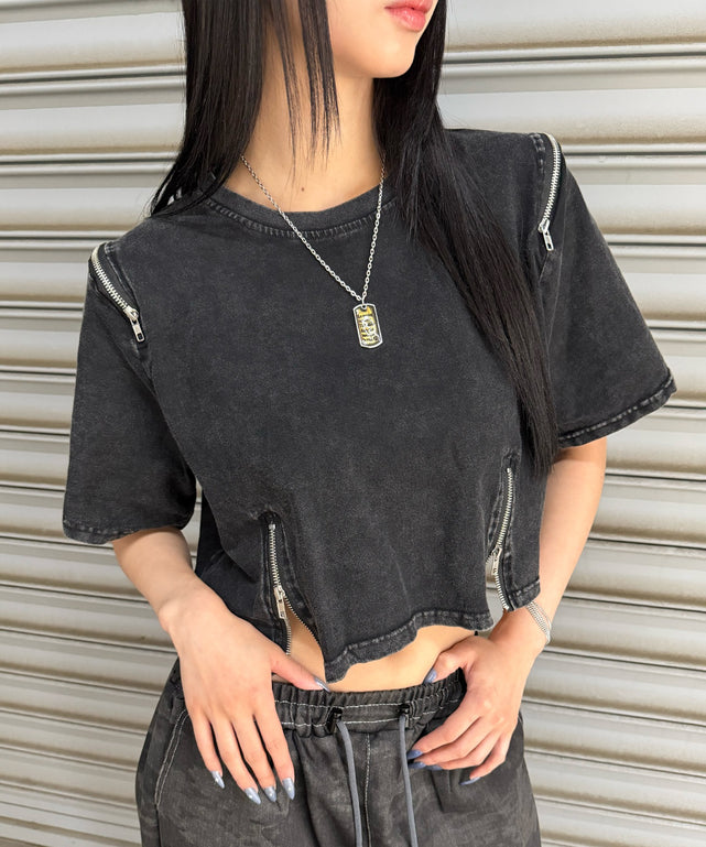ジップデザインT/スミクロ モデル:168cm 着用F