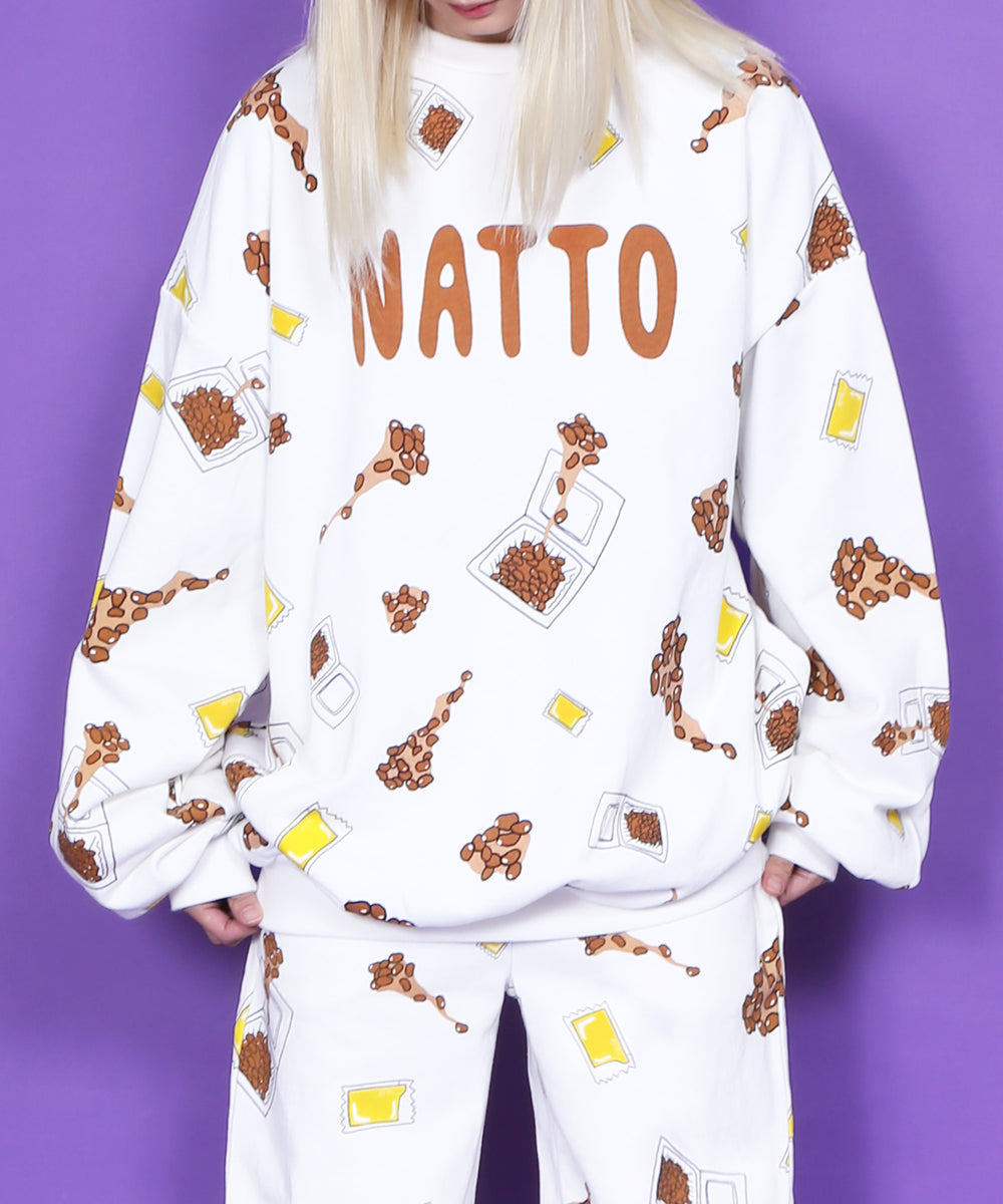 フード総柄スウェット(NATTO_YAKINIKU_ONIGIRI）