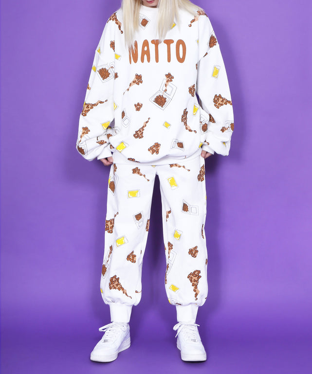 フード総柄スウェット(NATTO_YAKINIKU_ONIGIRI）