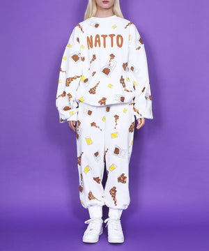 フード総柄スウェット(NATTO_YAKINIKU_ONIGIRI）