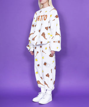 フード総柄スウェット(NATTO_YAKINIKU_ONIGIRI）