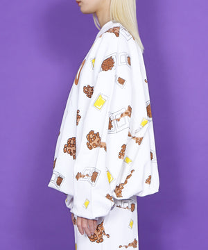 フード総柄スウェット(NATTO_YAKINIKU_ONIGIRI）