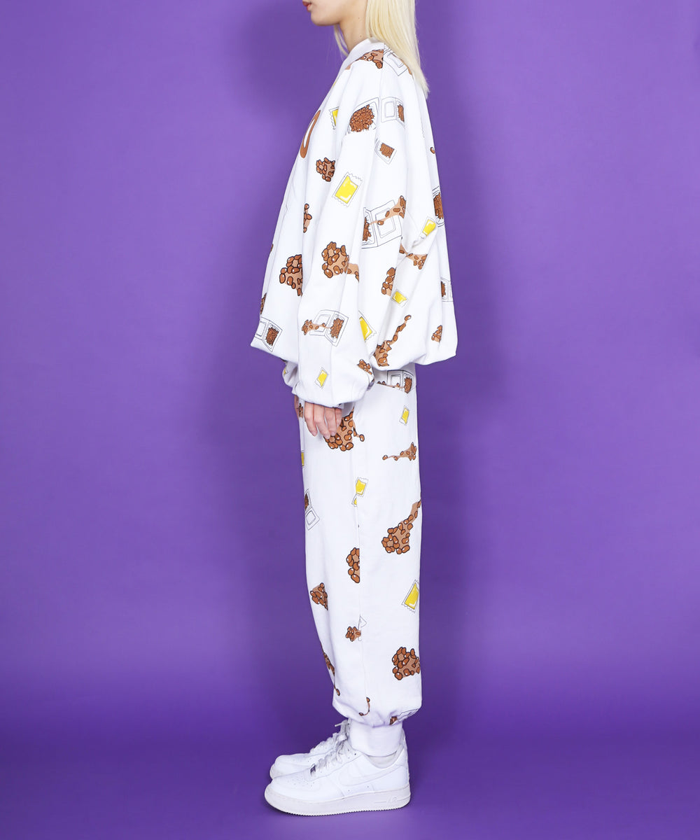 フード総柄スウェット(NATTO_YAKINIKU_ONIGIRI）