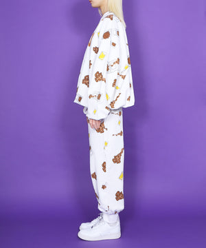 フード総柄スウェット(NATTO_YAKINIKU_ONIGIRI）