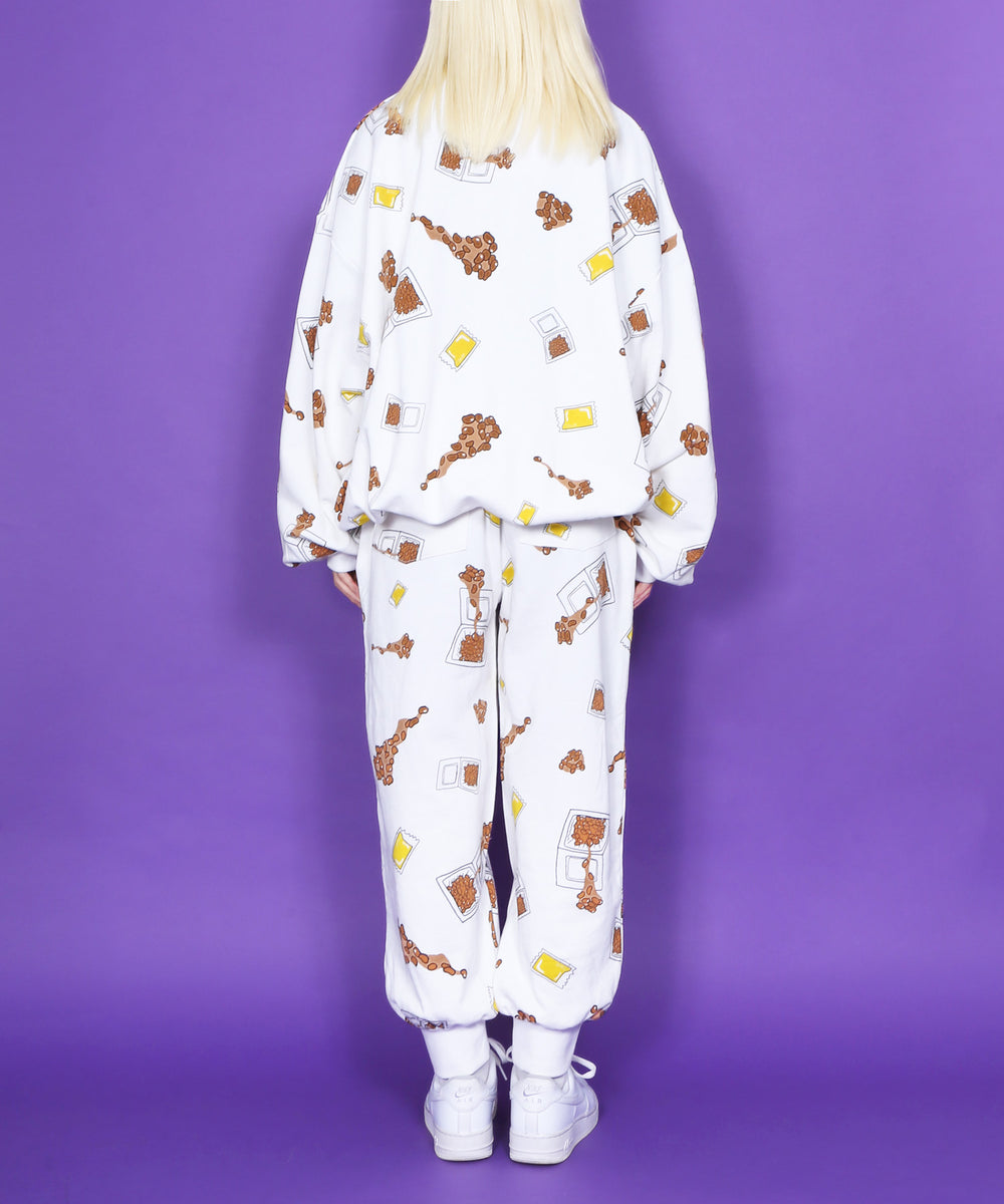 フード総柄スウェット(NATTO_YAKINIKU_ONIGIRI）