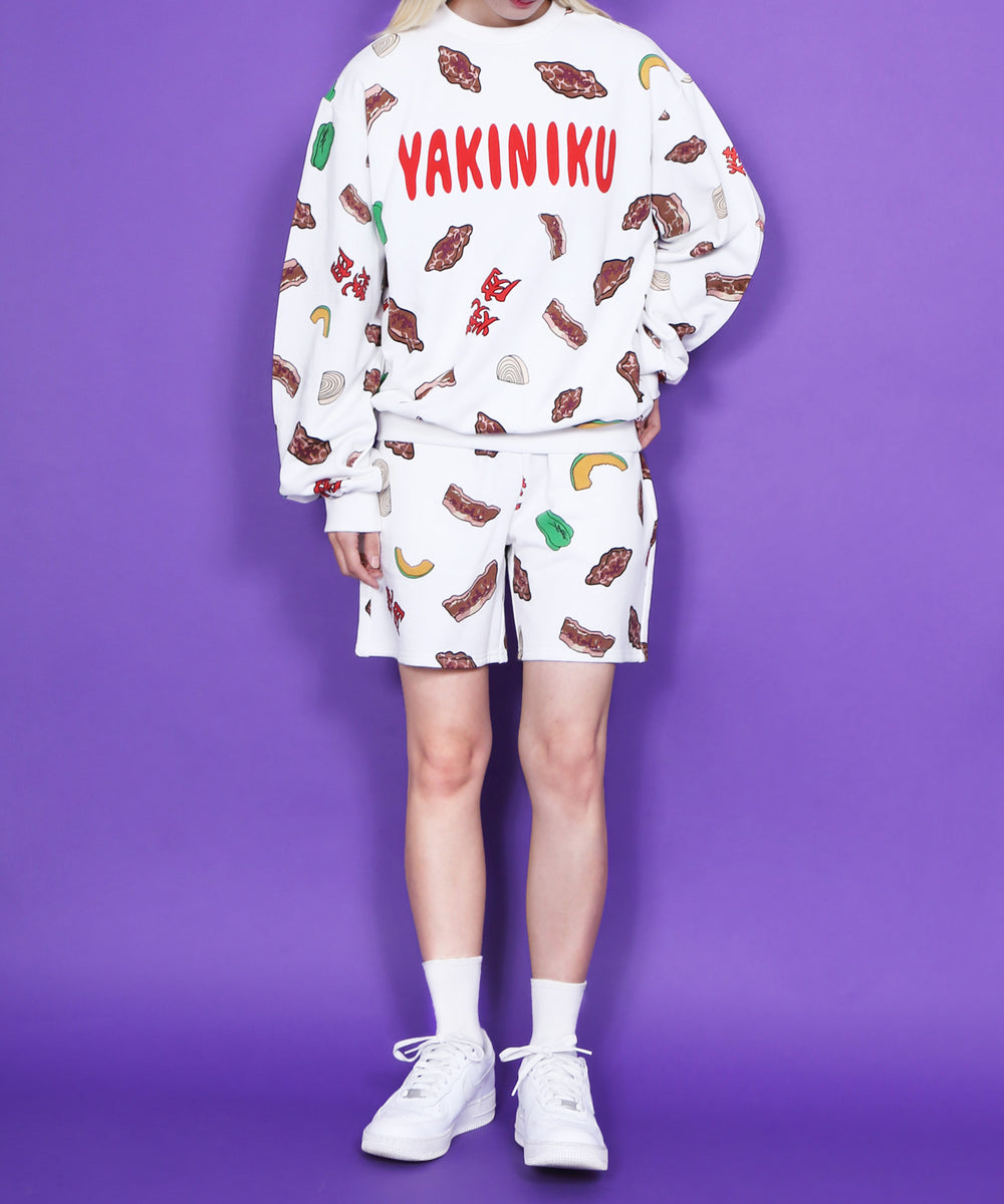 フード総柄スウェット(NATTO_YAKINIKU_ONIGIRI）