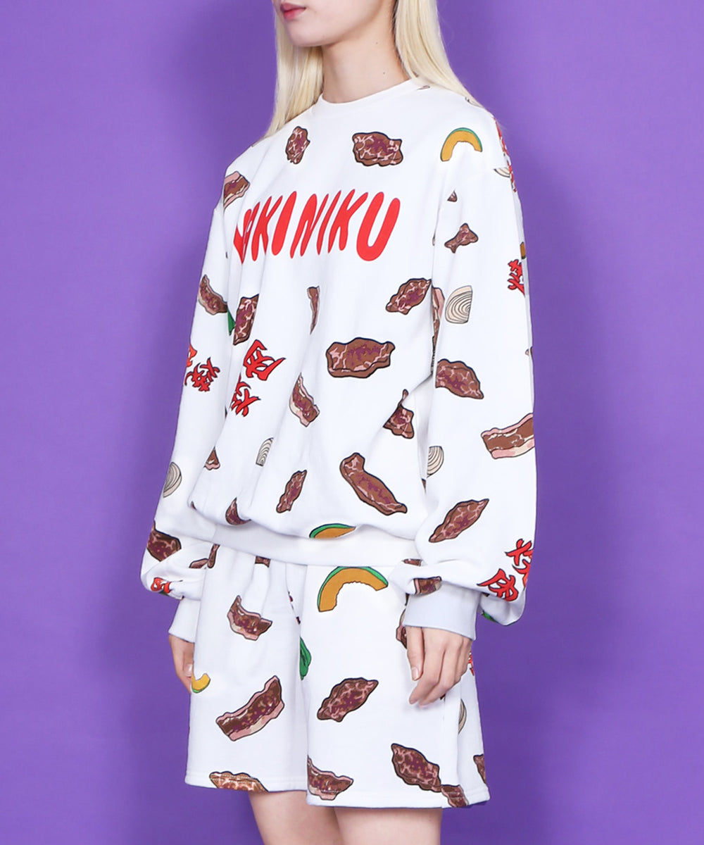 フード総柄スウェット(NATTO_YAKINIKU_ONIGIRI）