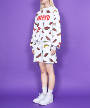 フード総柄スウェット(NATTO_YAKINIKU_ONIGIRI）