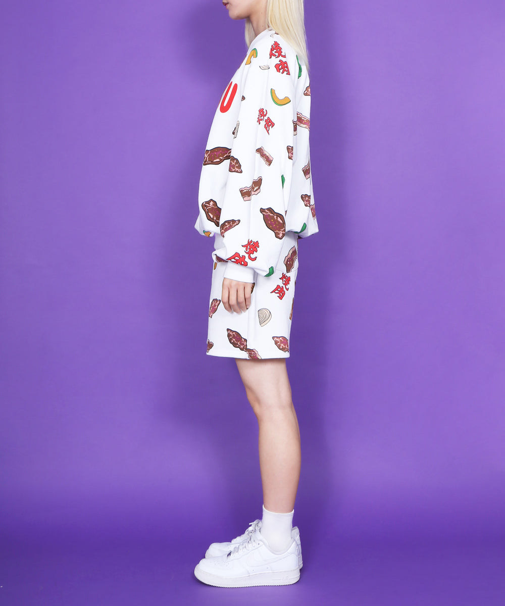 フード総柄スウェット(NATTO_YAKINIKU_ONIGIRI）