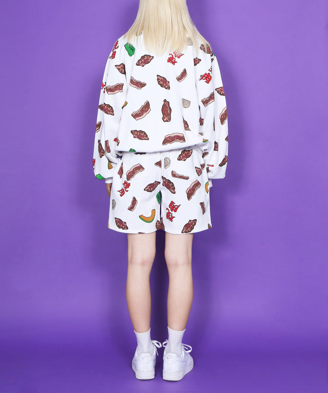 フード総柄スウェット(NATTO_YAKINIKU_ONIGIRI）