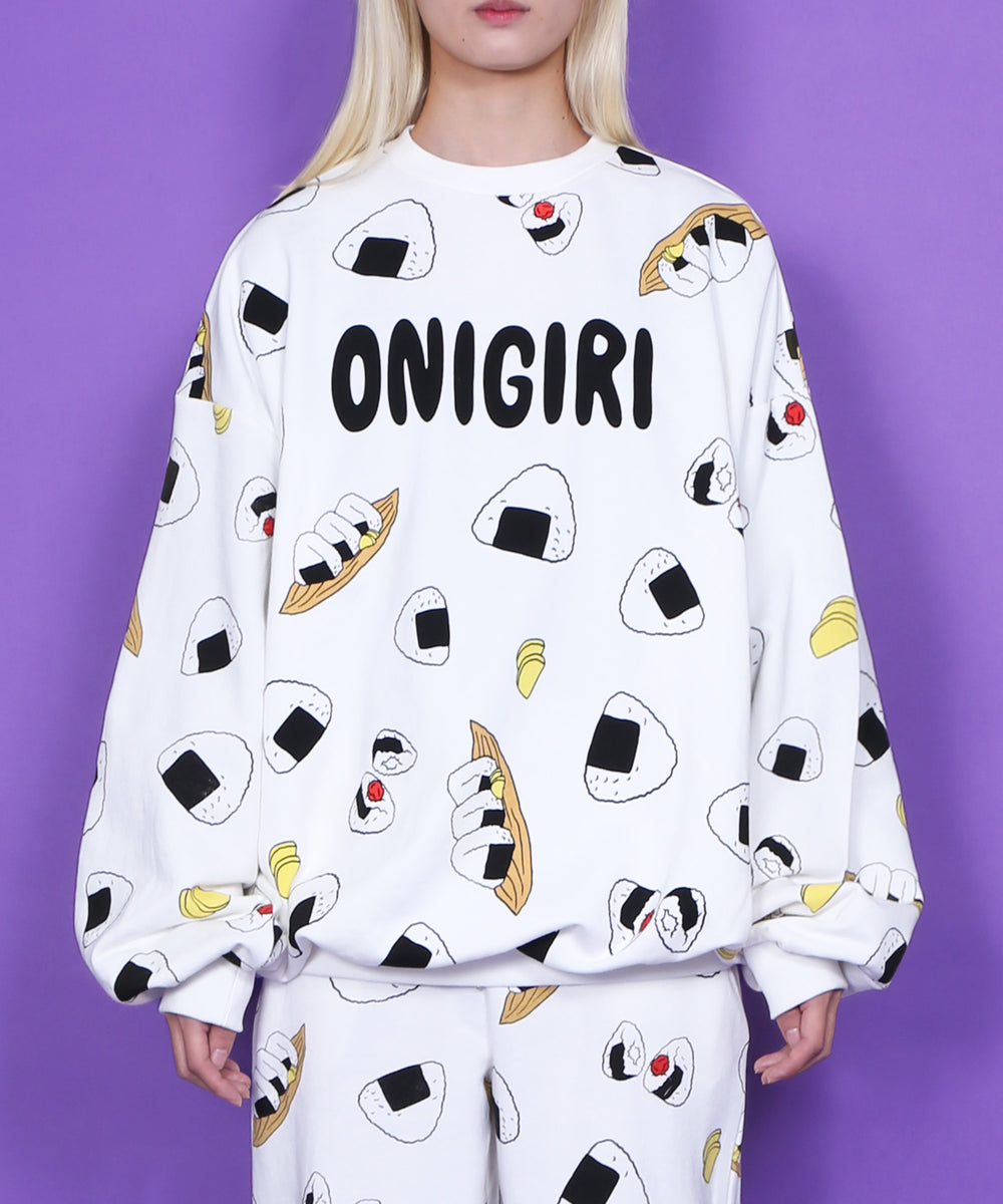 フード総柄スウェット(NATTO_YAKINIKU_ONIGIRI）