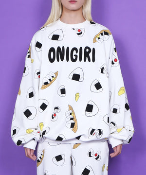 フード総柄スウェット(NATTO_YAKINIKU_ONIGIRI）