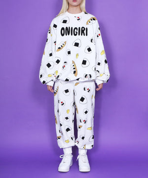 フード総柄スウェット(NATTO_YAKINIKU_ONIGIRI）