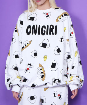 フード総柄スウェット(NATTO_YAKINIKU_ONIGIRI）