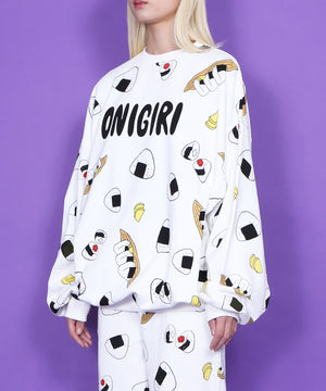 フード総柄スウェット(NATTO_YAKINIKU_ONIGIRI）