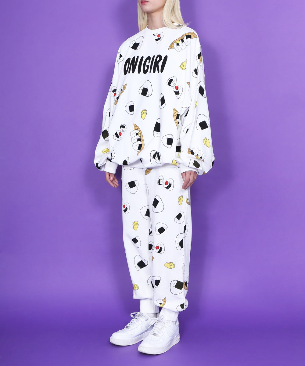 フード総柄スウェット(NATTO_YAKINIKU_ONIGIRI）