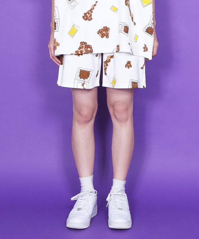 フード総柄スウェットショーパン