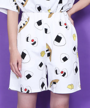 フード総柄スウェットショートパンツ