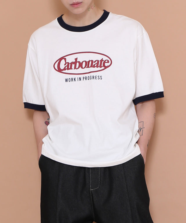 CarbonateリンガーTシャツ/ホワイト モデル：178㎝ 着用