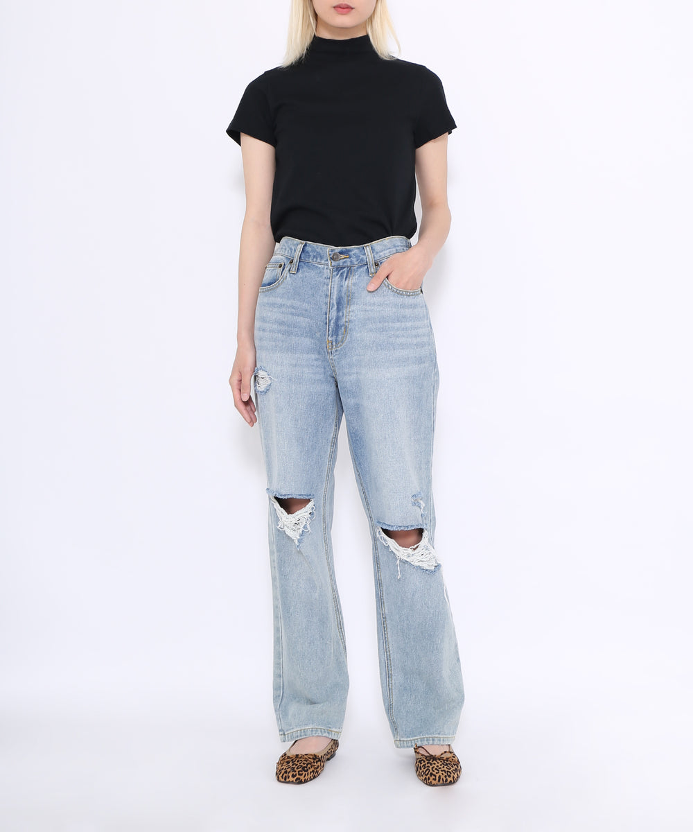 ダメージレギュラーデニムパンツ