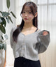 Vネックショートカーデ/グレー モデル：155cm F着用