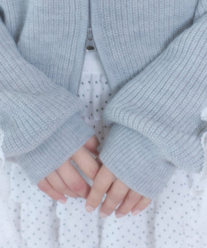 レースリボンニットパーカー