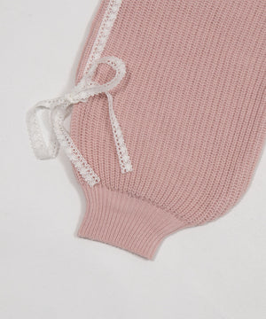 レースリボンニットパーカー