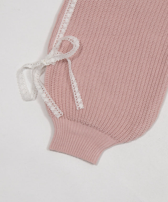 レースリボンニットパーカー