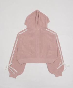 レースリボンニットパーカー