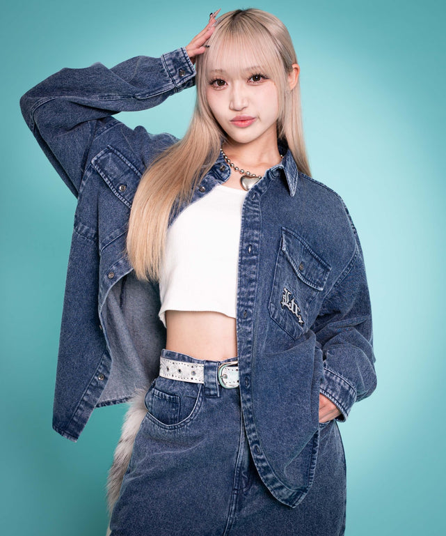 デニム中濃加工 モデル：160cm L着用