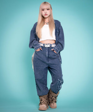 デニム中濃加工 モデル：160cm L着用