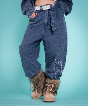 デニム中濃加工 モデル：160cm L着用