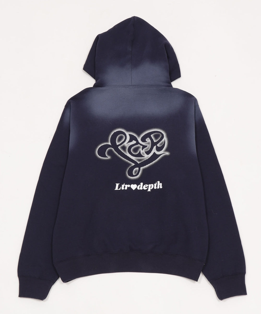 裏起毛ハートモチーフプルパーカー