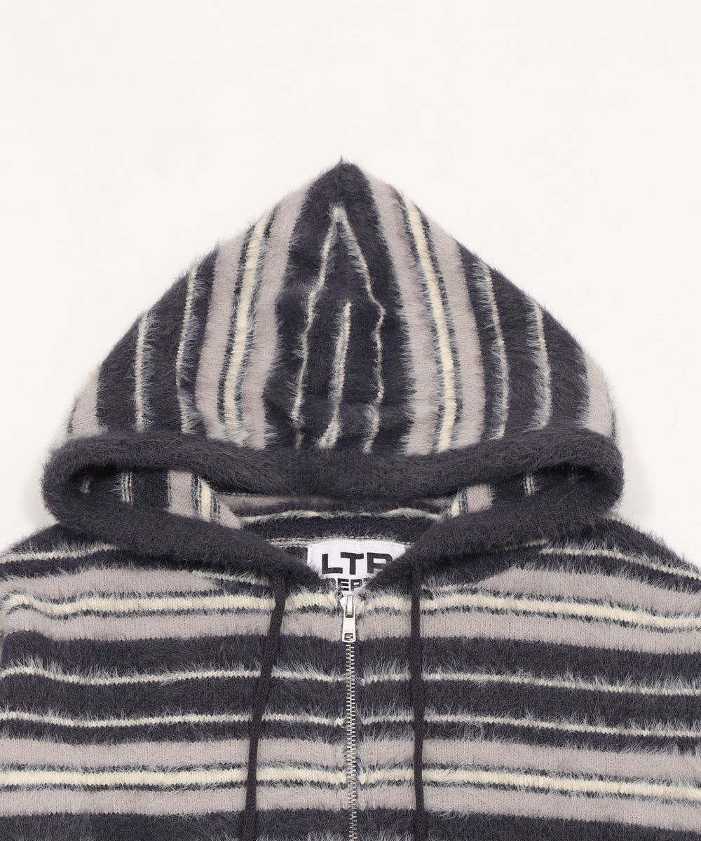 シャギーボーダーニットパーカー