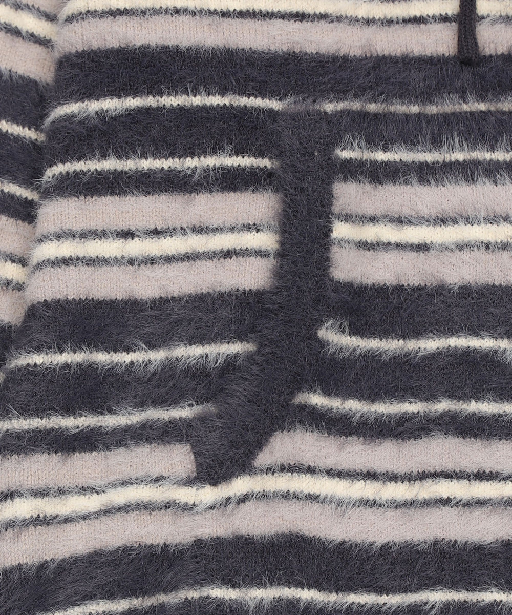 シャギーボーダーニットパーカー