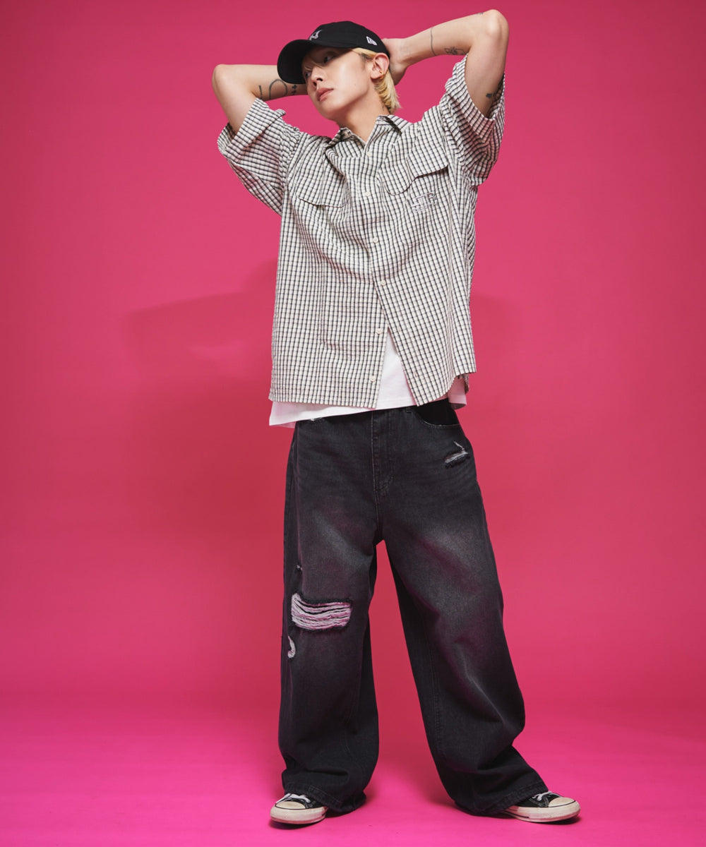 ホワイトチェック1 モデル：175cm L着用