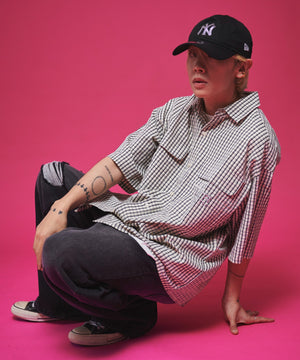 ホワイトチェック1 モデル：175cm L着用