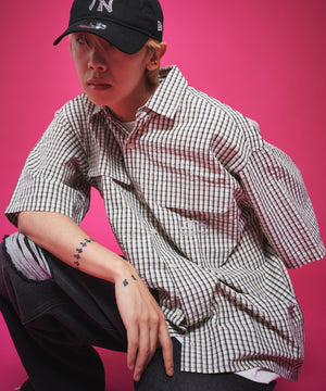 ホワイトチェック1 モデル：175cm L着用