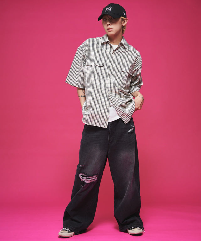 ホワイトチェック1 モデル：175cm L着用