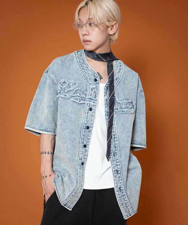 デニム淡加工　モデル:175cm L着用