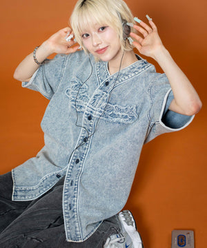 デニム淡加工　モデル:158cm M着用