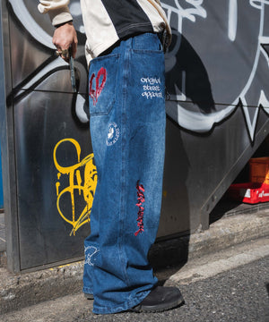 デニム中濃加工　モデル:180cm L着用