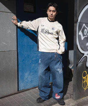 デニム中濃加工　モデル:180cm L着用