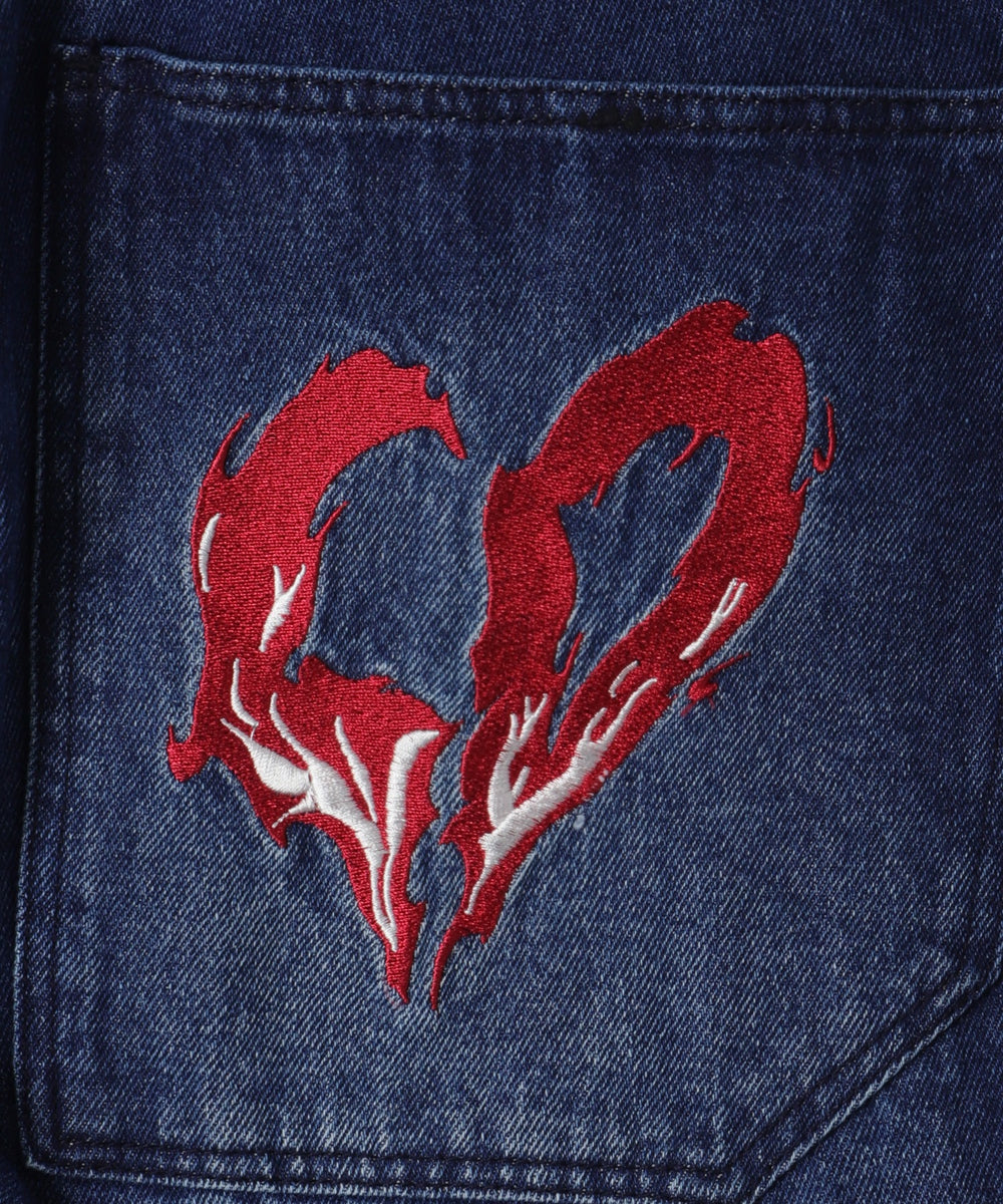 グラフィックデニムパンツ