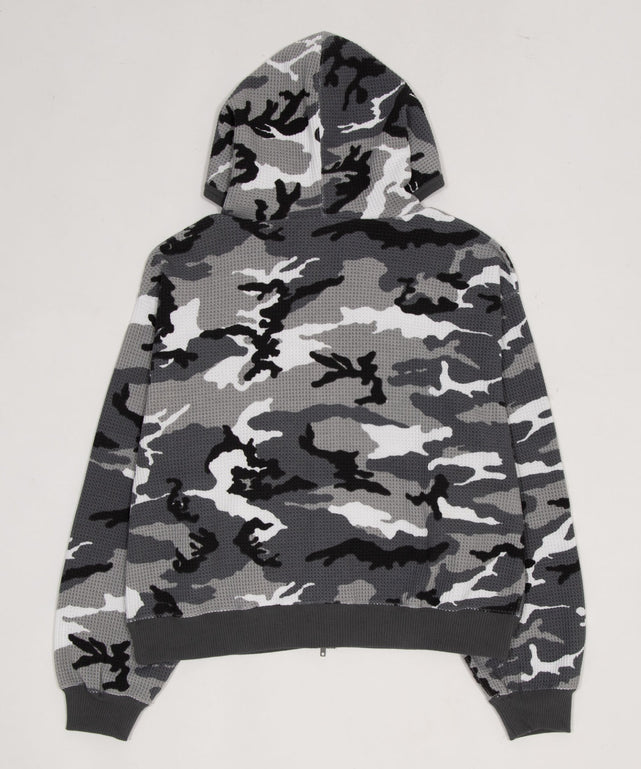 ワッフルグラフィックカットZIPパーカー