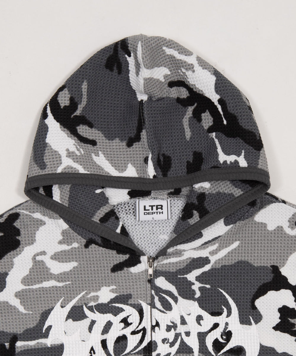 ワッフルグラフィックカットZIPパーカー