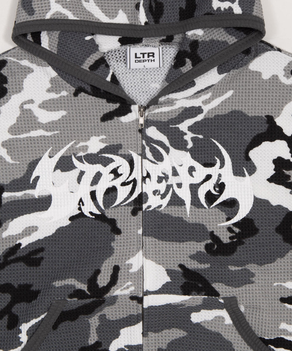 ワッフルグラフィックカットZIPパーカー