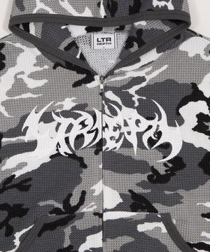 ワッフルグラフィックカットZIPパーカー